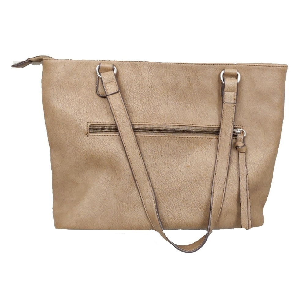 Nicole Miller Taupe Zip Accent Double Handl Shoulder Bag - Picture 8 of 9